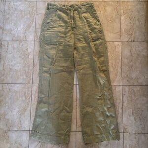 Zara Contrasting Trousers With Belt Green - Women’s Size XS